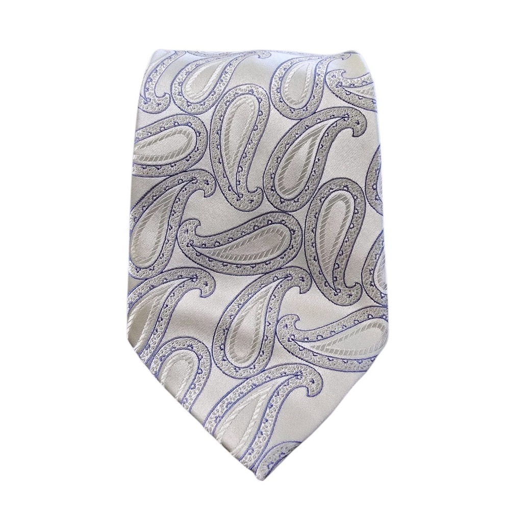 Bugatti White Paisley Silk Tie